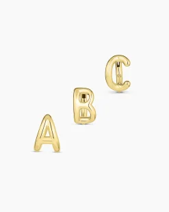 gorjana Alphabet Single Huggie 18k Gold Plated Discount