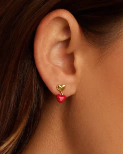 gorjana Amour Earrings Red 18k Gold Plated, Red Enamel Online