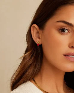 gorjana Amour Earrings Red 18k Gold Plated, Red Enamel Online