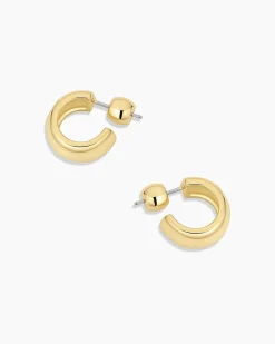 gorjana Amour Helium Heart Huggies 18k Gold Plated, Red Fashion