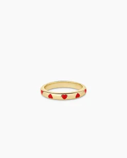gorjana Amour Helium Heart Ring 18k Gold Plated, Red Clearance