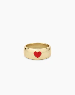 gorjana Amour Helium Heart Statement Ring 18k Gold Plated, Red Outlet
