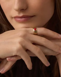 gorjana Amour Helium Heart Statement Ring 18k Gold Plated, Red Outlet