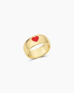 gorjana Amour Helium Heart Statement Ring 18k Gold Plated, Red Outlet