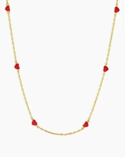 gorjana Amour Necklace Red 18k Gold Plated, Red Enamel Hot