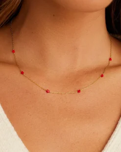 gorjana Amour Necklace Red 18k Gold Plated, Red Enamel Hot