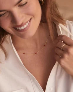 gorjana Amour Necklace Red 18k Gold Plated, Red Enamel Hot