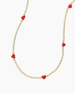 gorjana Amour Necklace Red 18k Gold Plated, Red Enamel Hot