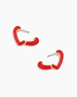 gorjana Amour Red Heart Huggies 18k Gold Plated, Red Online