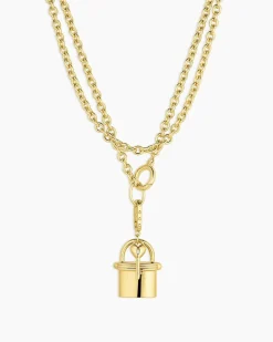gorjana Avery Love Lock Necklace 18k Gold Plated Hot
