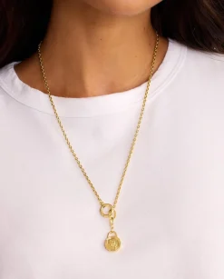 gorjana Avery Mini Snake Coin Necklace 18k Gold Plated New