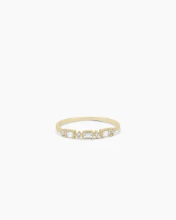 gorjana Baguette White Topaz and Diamond Ring 14k Solid Gold New