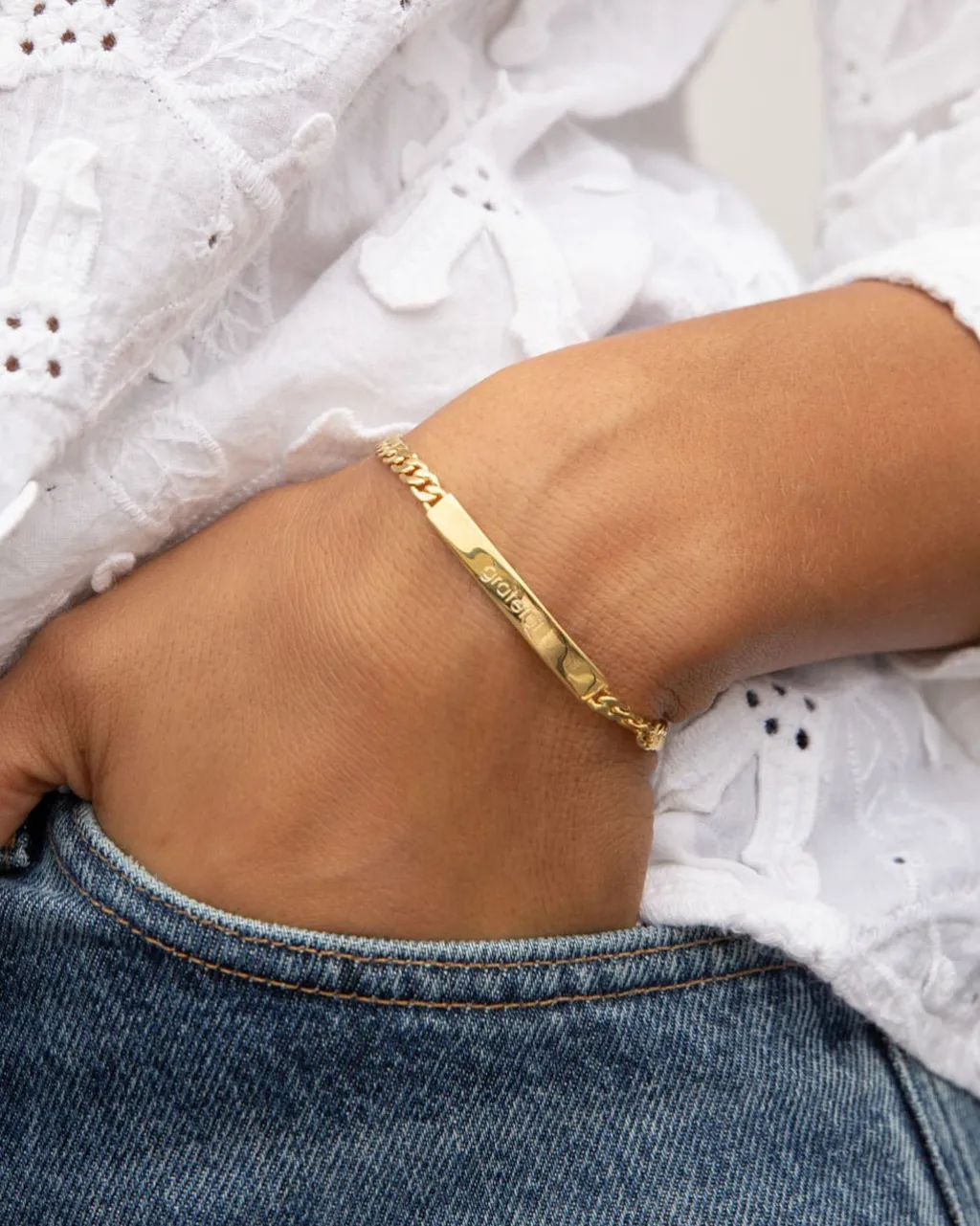 gorjana Bespoke Wilder Tag Bracelet 18k Gold Plated Hot