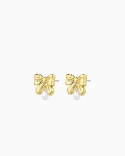gorjana Bow Pearl Earrings 18k Gold Plated Online