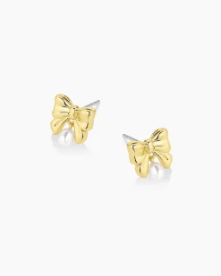 gorjana Bow Pearl Earrings 18k Gold Plated Online