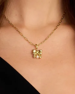 gorjana Bow Pearl Parker Charm 18k Gold Plated Discount