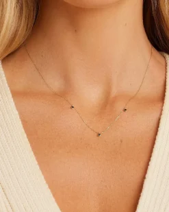 gorjana Classic Blue Sapphire Trio Necklace 14k Solid Gold Sale