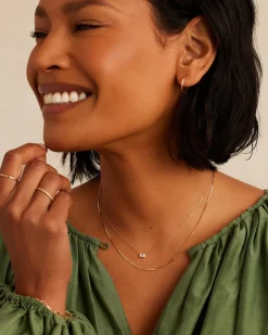 gorjana Classic Diamond Emerald Necklace 14k Solid Gold Fashion
