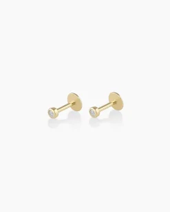 gorjana Classic Diamond Flat Back Studs 14k Solid Gold Hot