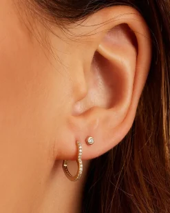 gorjana Classic Diamond Flat Back Studs 14k Solid Gold Hot