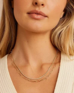 gorjana Classic Diamond Row Necklace 14k Solid Gold Clearance
