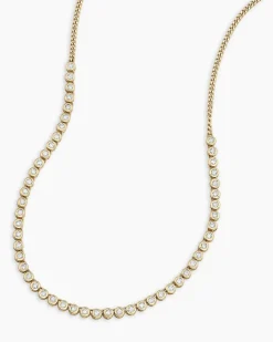 gorjana Classic Diamond Row Necklace 14k Solid Gold Clearance