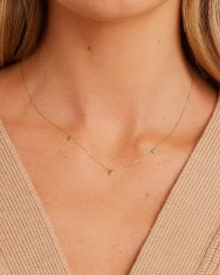 gorjana Classic Emerald Trio Necklace 14k Solid Gold Outlet