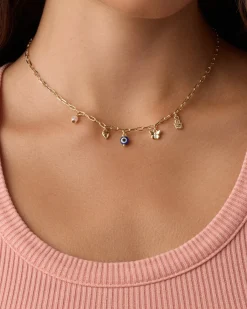 gorjana Connection Mini Charm Necklace 18k Gold Plated Fashion