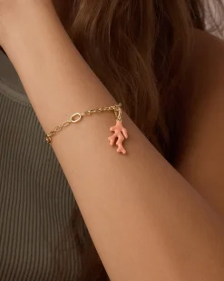 gorjana Coral Parker Charm 18k Gold Plated, Coral Enamel Outlet