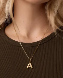 gorjana Crew Alphabet Statement Charm 18k Gold Plated Clearance