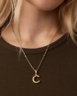 gorjana Crew Alphabet Statement Charm 18k Gold Plated Clearance