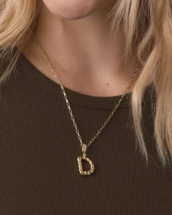 gorjana Crew Alphabet Statement Charm 18k Gold Plated Clearance