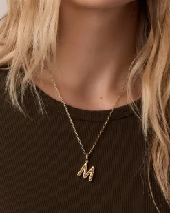 gorjana Crew Alphabet Statement Charm 18k Gold Plated Clearance