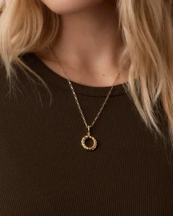 gorjana Crew Alphabet Statement Charm 18k Gold Plated Clearance