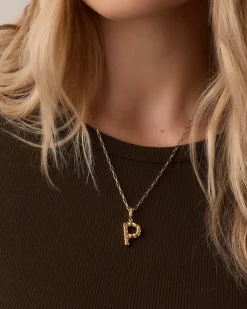 gorjana Crew Alphabet Statement Charm 18k Gold Plated Clearance