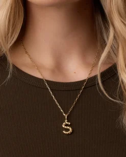 gorjana Crew Alphabet Statement Charm 18k Gold Plated Clearance