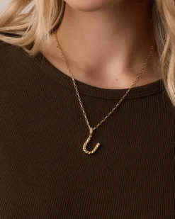 gorjana Crew Alphabet Statement Charm 18k Gold Plated Clearance
