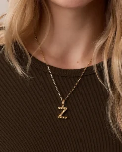 gorjana Crew Alphabet Statement Charm 18k Gold Plated Clearance
