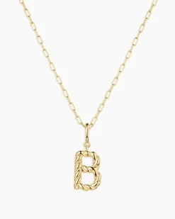 gorjana Crew Alphabet Statement Charm Necklace 18k Gold Plated Clearance