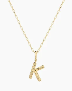 gorjana Crew Alphabet Statement Charm Necklace 18k Gold Plated Clearance