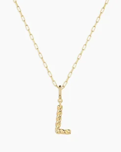 gorjana Crew Alphabet Statement Charm Necklace 18k Gold Plated Clearance