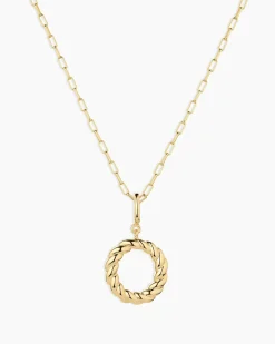 gorjana Crew Alphabet Statement Charm Necklace 18k Gold Plated Clearance
