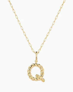 gorjana Crew Alphabet Statement Charm Necklace 18k Gold Plated Clearance