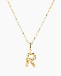 gorjana Crew Alphabet Statement Charm Necklace 18k Gold Plated Clearance