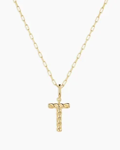 gorjana Crew Alphabet Statement Charm Necklace 18k Gold Plated Clearance