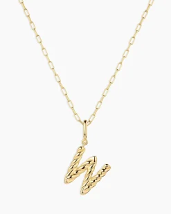 gorjana Crew Alphabet Statement Charm Necklace 18k Gold Plated Clearance