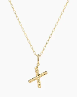 gorjana Crew Alphabet Statement Charm Necklace 18k Gold Plated Clearance