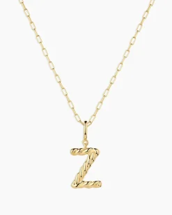gorjana Crew Alphabet Statement Charm Necklace 18k Gold Plated Clearance