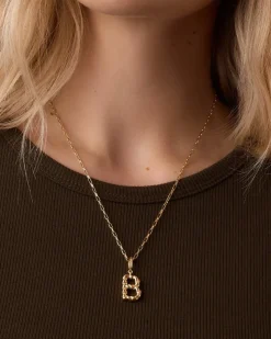 gorjana Crew Alphabet Statement Charm Necklace 18k Gold Plated Clearance