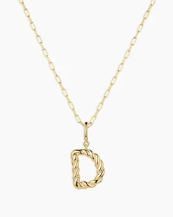 gorjana Crew Alphabet Statement Charm Necklace 18k Gold Plated Clearance
